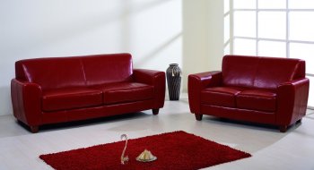 Red, Brown or Black Bycast Leather Contemporary Sofa w/Options [BHS-Lucas-RD]