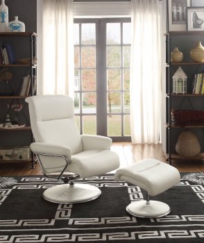 Caius Swivel Reclining Chair 8550WHT w/Ottoman by Homelegance [HERC-8550WHT Caius]