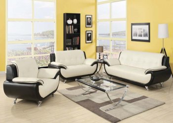 50765 Olivette Sofa in Cream & Black Bonded Leather by Acme [AMS-50765 Olivette]