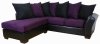 Eggplant Fabric & Black Bicast Modern Sectional Sofa