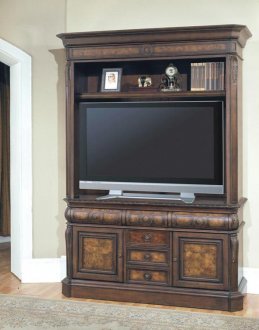 Antique Style Vintage Dark Walnut Finish Andria Estate Wall Uni