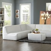 Align 5Pc Sectional Sofa Set in White Bonded Leather by Modway