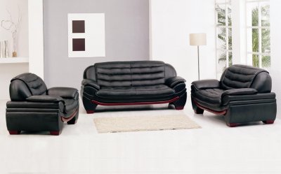 7174 3Pc Sofa Set in Black Bonded Leather by VIG