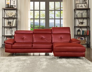 Aeryn Sectional Sofa 52040 in Red PU by Acme [AMSS-52040-Aeryn]