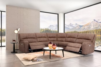 Penelope 5168 Power Motion Sectional Sofa in Mocha by Manwah [SFMLSS-5168 Penelope Mocha]