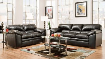 8052 Sofa in Onyx Black Faux Leather w/Options [EGS-8052]