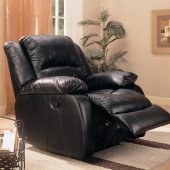 Black Leather-Like Fabric Modern Rocker Recliner w/Pillow Arms