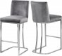 Heidi Stool 708 Set of 2 in Grey Velvet Fabric by Meridian