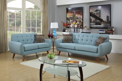 F6914 Sofa & Loveseat Set in Laguna Linen-Like Fabric by Boss