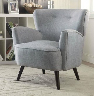 Leipsic Accent Chair CM-AC6181 2Pc Set in Gray Linen-Like