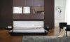 Black Gloss Finish Modern Platform Bed w/White Headboard