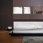 Black Gloss Finish Modern Platform Bed w/White Headboard