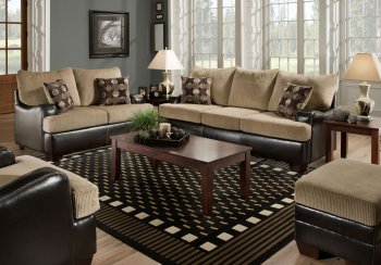 Taupe Fabric Modern Sofa & Loveseat Set w/Optional Items [AFS-4800-Taupe]