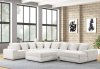 Bella Sectional Sofa in Beige Corduroy Fabric w/Optional Ottoman