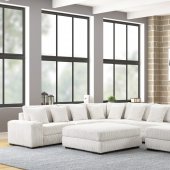 Bella Sectional Sofa in Beige Corduroy Fabric w/Optional Ottoman