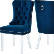 Miley Dining Chair 746 Set of 2 Navy Velvet Fabric by Meridian