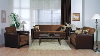 Modern Brown & Brick Two-Tone Living Room w/Storage Sleeper Sofa [IKSB-ALFA-Mega Brick]