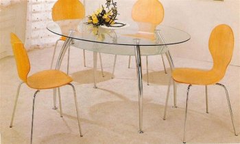 Contemporary Dinette with Oval Glass Top Dining Table [CRDS-137-120101]