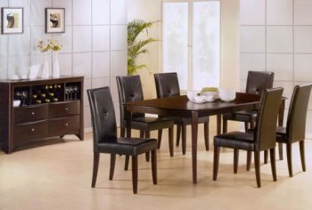 Rich Cappuccino Finish Dining Set W/Bycast Leather Seats [CRDS-44-101121]