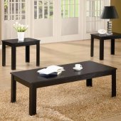 Black Finish Modern Casual 3Pc Coffee & Two End Tables Set