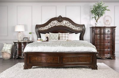 Menodora Bedroom CM7311 in Brown Cherry w/Options