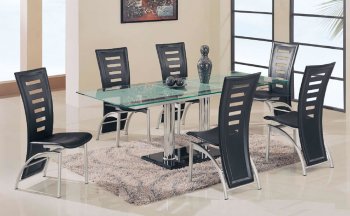 Glass top Dinette W/Marble Base & 6 Chairs Set [GFDS-A11DT - 290DCBL]