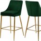 Karina Counter Stool 789 Set of 2 Green Velvet Fabric - Meridian