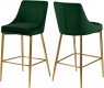 Karina Counter Stool 789 Set of 2 Green Velvet Fabric - Meridian