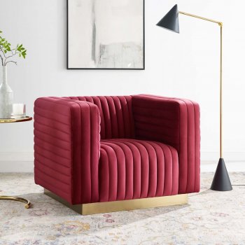 Charisma Accent Chair in Maroon Velvet by Modway [MWAC-3887 Charisma Maroon]