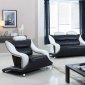 7960 Sofa in Black & White Faux Leather w/Options