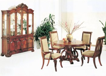 Brown Finish Classic 5Pc Dining Set w/Optional Chairs & Buffet [YTDS-8180-Charlene]