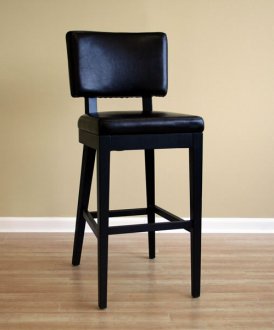 Black Faux Leather Upholstery Modern Bar Stool