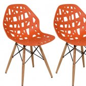 Akron Set of 4 Dining Chairs AK19OR in Orange by LeisureMod