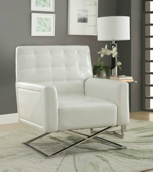 Rafael Accent Chair 59784 in White PU & Steel Legs by Acme [AMAC-59784-Rafael]