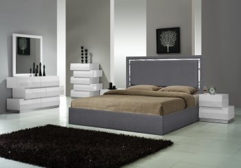 Monet Bedroom Charcoal by J&M w/Optional Milan White Casegoods [JMBS-Monet Charcoal Milan White]