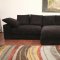 Dark Brown Ribbed Velvety Microfiber Modern Sectional Sofa