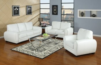 White Bonded Leather Modern Loveseat & Sofa Set w/Options [AMS-15225-Amber]