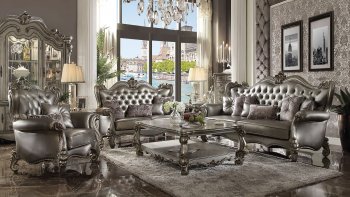 Versailles Sofa 56820 in Silver PU & Antique Platinum by Acme [AMS-KD56820 Versailles]