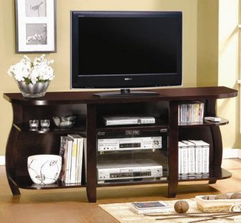 Cappuccino Finish Modern TV Stand w/Generous Shelving [CRTV-700659]