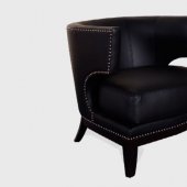 Black Faux Leather Modern Eclipse Club Chair