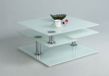 8052 White Starphire Glass Motion Cocktail Table by Chintaly [CYCT-8052-WHT]