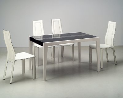 Two-Tone Black & Beige Modern Dinette Table w/Optional Chairs