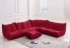 Red Fabric Modern Sectional Sofa w/Ottoman