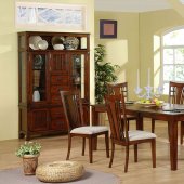 Distressed Walnut Finish Dining Furniture With Carved Accents