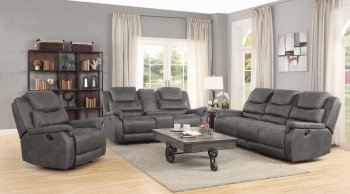 Wyatt Motion Sofa 602451 in Grey Microfiber by Coaster w/Options [CRS-602451-Wyatt]