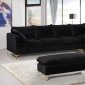 Naomi Sectional Sofa 636 in Black Velvet Fabric by Meridian