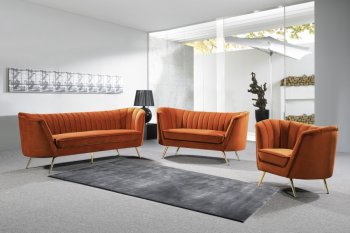 Margo Sofa 622 in Cognac Velvet Fabric by Meridian w/Options [MRS-622 Margo Cognac]