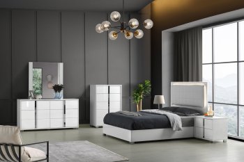 Giulia Bedroom in Gloss White by J&M w/Optional Casegoods [JMBS-Giulia Gloss White]