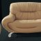 Beige Leather Modern Elegant Sofa with Curved Armrests