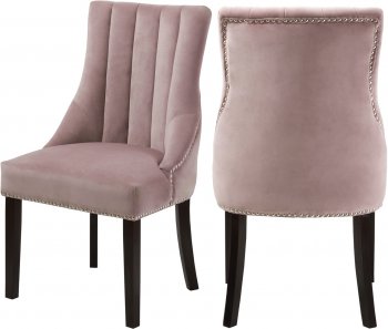 Oxford Dining Chair 721 Set of 2 Pink Velvet Fabric by Meridian [MRDC-721 Oxford Pink]